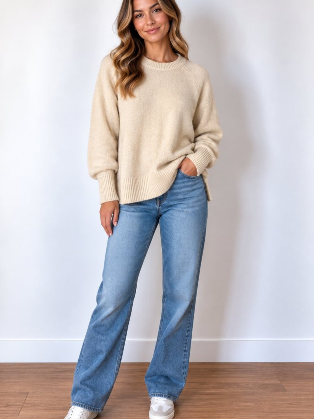 Divided Women's Cream Crewneck Sweater